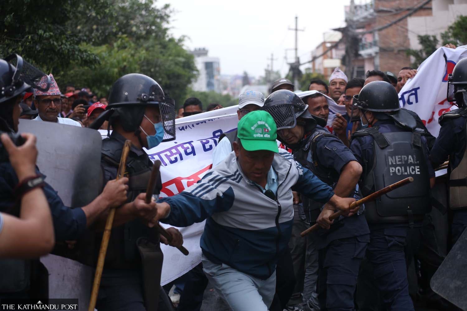 Police, teachers clash at New Baneshwar