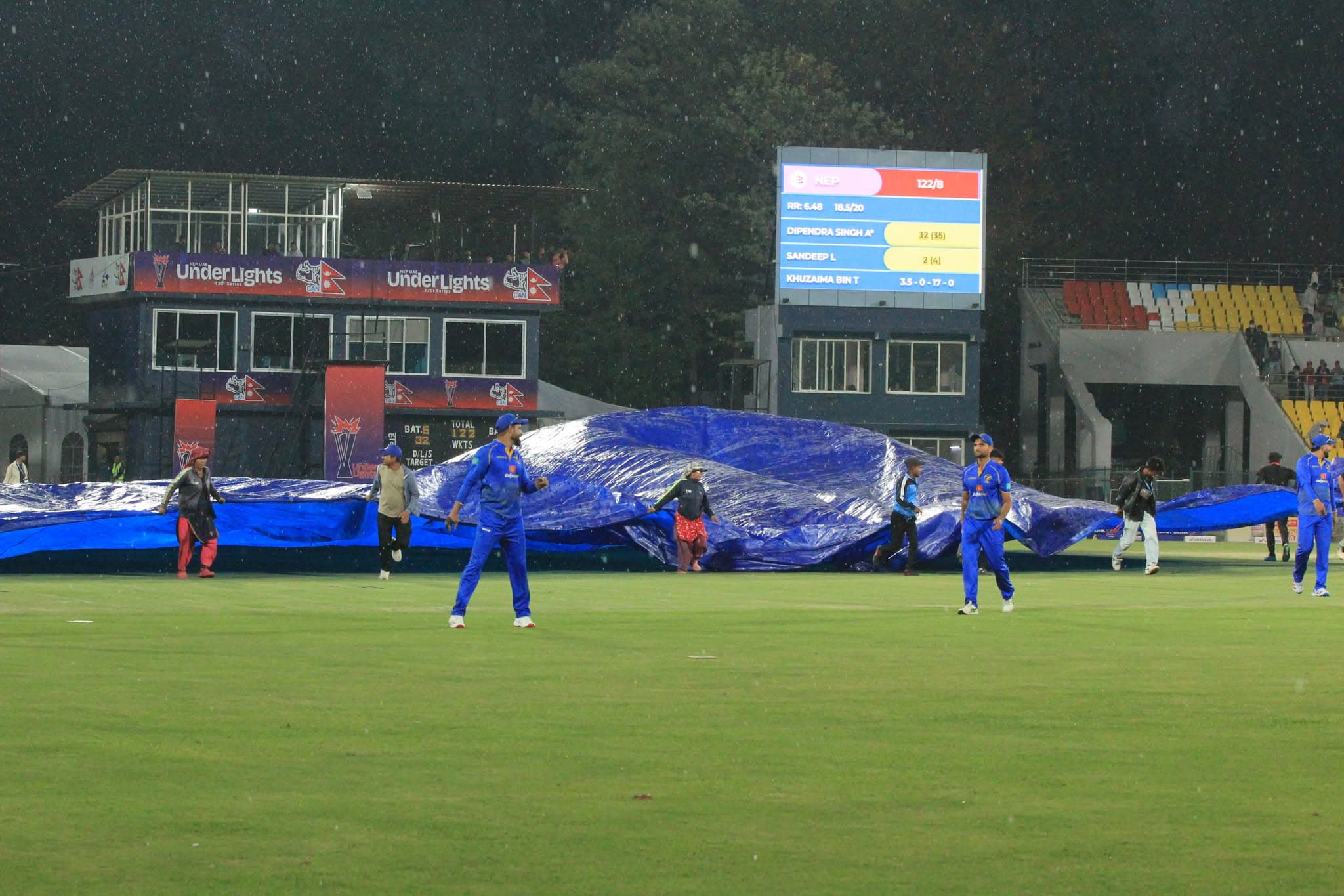 वर्षाका कारण रोकियो यूएईविरुद्धको खेल