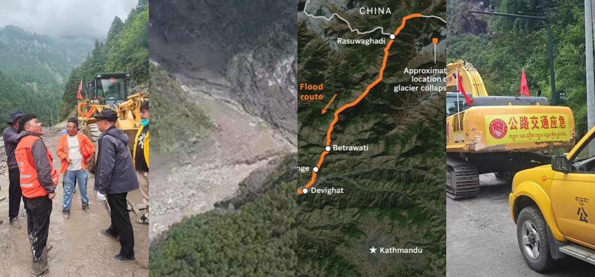 भोटेकोशीमा अझै उच्च जोखिम : नदी थुनिएर बनेको ताल बढ्दै, उच्च सतर्कता अपनाउन महाशाखाको आग्रह