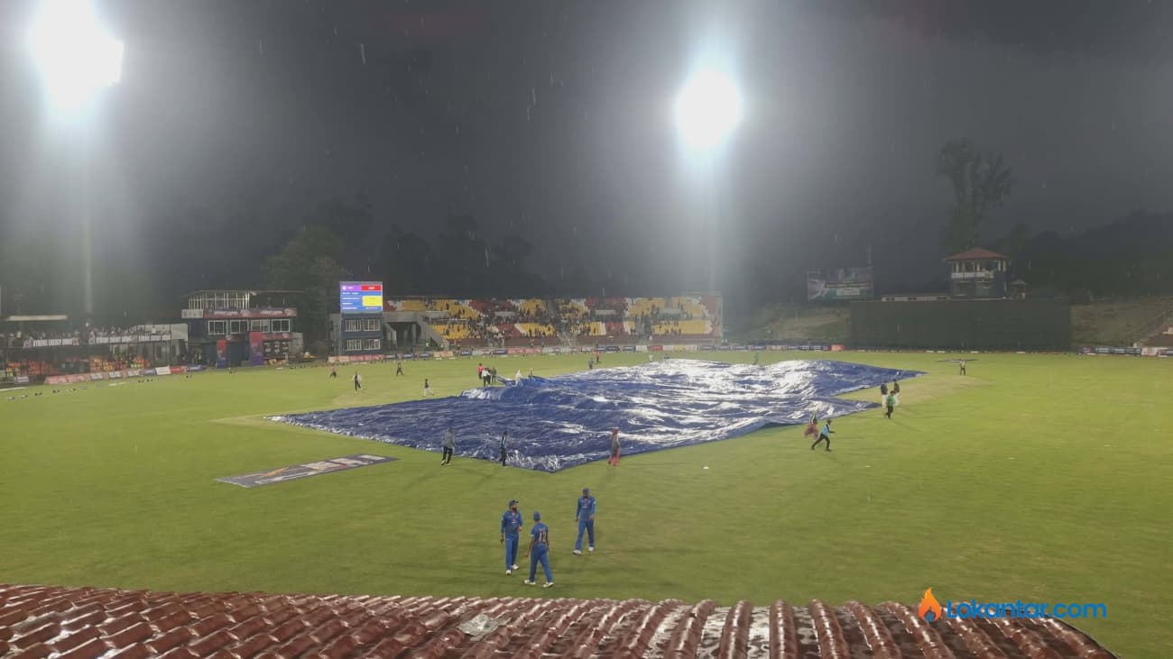 नेपाल र यूएईबीचको खेल वर्षाका कारण स्थगित, कप्तान ऐरी ३२ रन बनाउँदै क्रिजमा